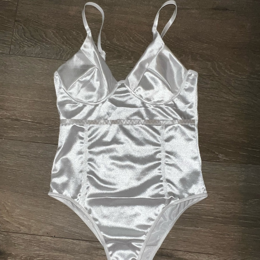 White satin corset top